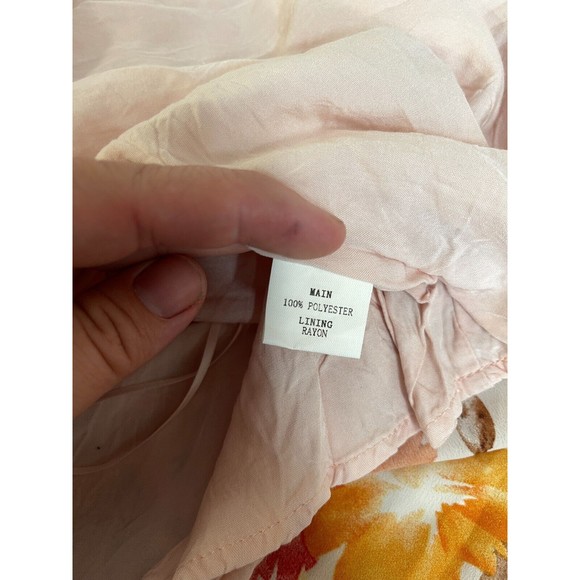 Hello Molly Midi Dress Size S Don't Stop Me Floral Orange Cut Out Long Sleeve - Picture 9 of 10